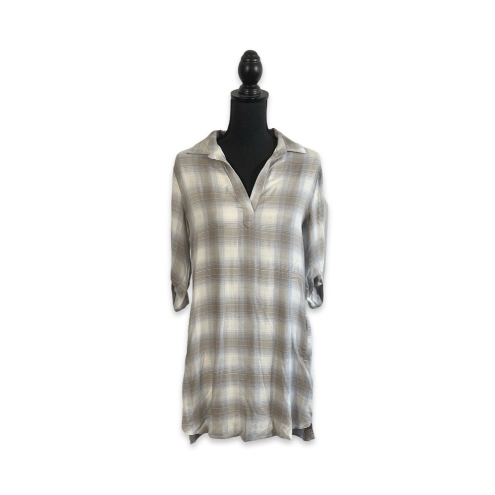 Elan Grey, Blue, And White Shirt Dress Sz Small